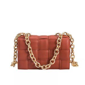 Melie Bianco Anya Small Vegan Shoulder Bag With Gold Chain Strap